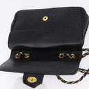 BALLY Chain Shoulder Bag Leather Black Gold Auth kk709A-9