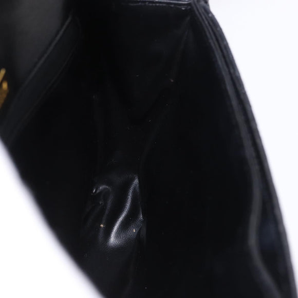 BALLY Chain Shoulder Bag Leather Black Gold Auth kk709A