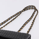 BALLY Chain Shoulder Bag Leather Black Gold Auth kk709A-14