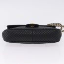 BALLY Chain Shoulder Bag Leather Black Gold Auth kk709A-5