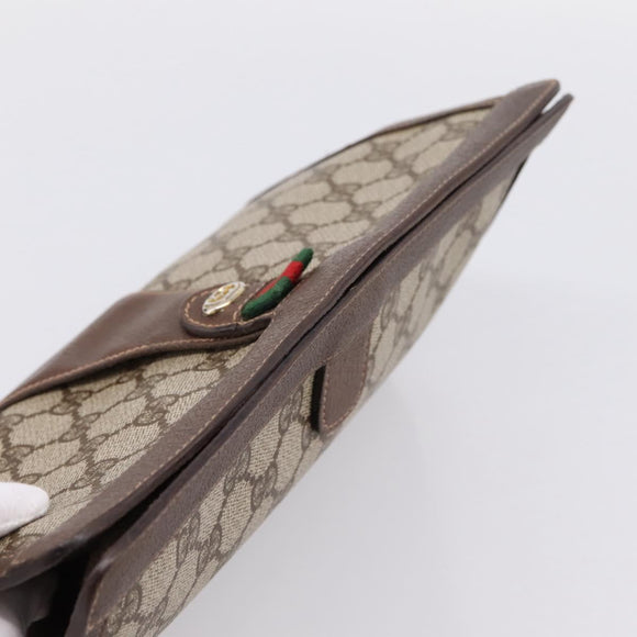 GUCCI GG Supreme Web Sherry Line Clutch Bag PVC Beige Gold 156 01 033 Auth kk710