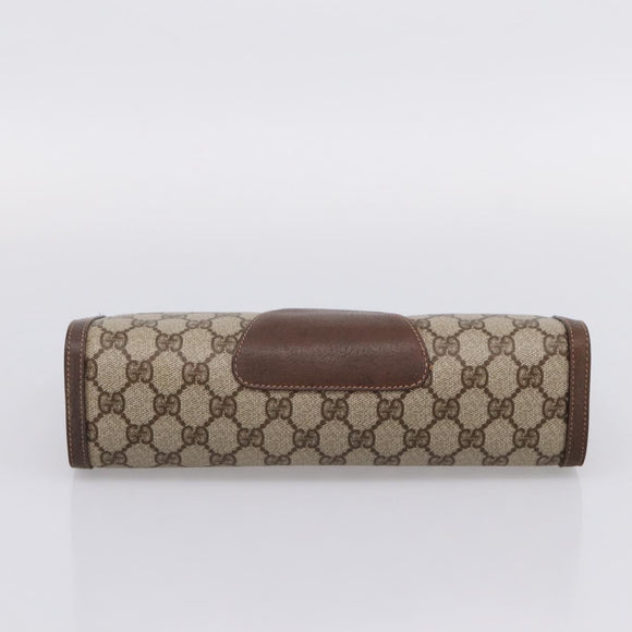 GUCCI GG Supreme Web Sherry Line Clutch Bag PVC Beige Gold 156 01 033 Auth kk710