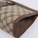 GUCCI GG Supreme Web Sherry Line Clutch Bag PVC Beige Gold 156 01 033 Auth kk710-8