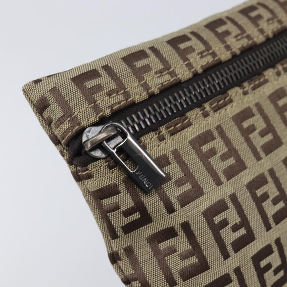 FENDI Zucchino Canvas Pouch Beige Auth kk712A