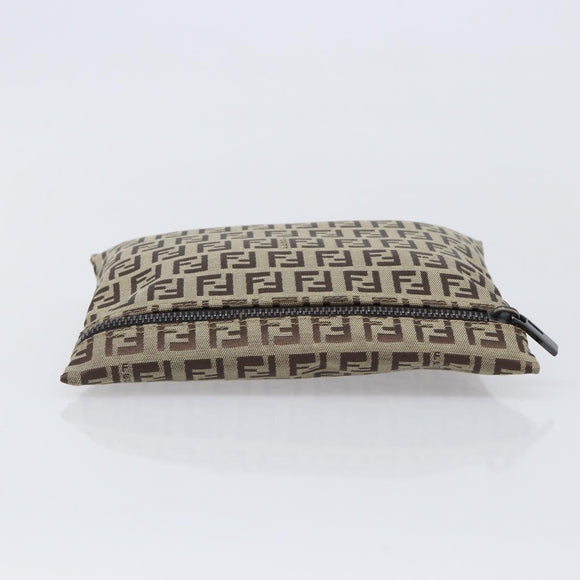 FENDI Zucchino Canvas Pouch Beige Auth kk712A