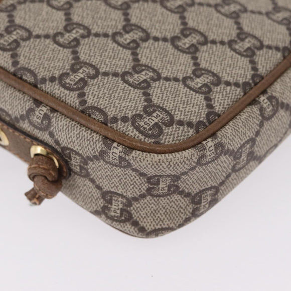 GUCCI GUCCI Plus Shoulder Bag PVC Leather Beige Gold Tone Auth kk714
