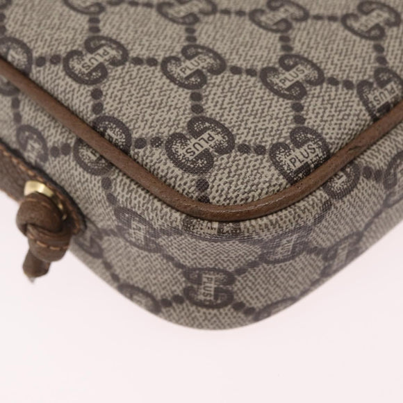 GUCCI GUCCI Plus Shoulder Bag PVC Leather Beige Gold Tone Auth kk714