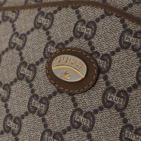 GUCCI GUCCI Plus Shoulder Bag PVC Leather Beige Gold Tone Auth kk714