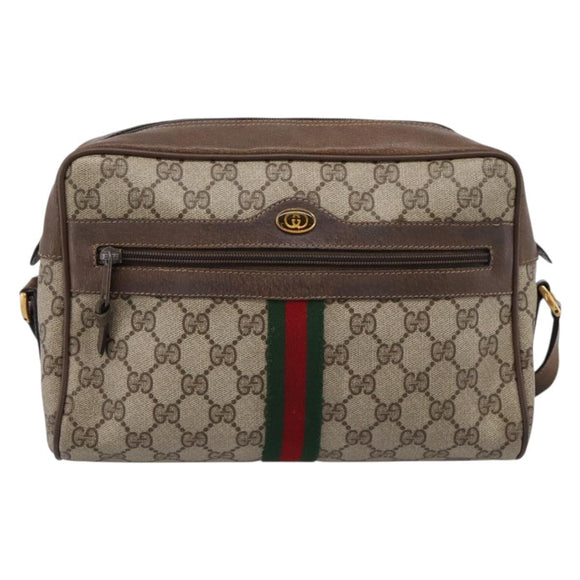 GUCCI GG Supreme Web Sherry Line Shoulder Bag PVC Beige 56 02 005 Auth kk715