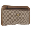 GUCCI GG Supreme Clutch Bag PVC Beige Gold Tone 97 01 037 Auth kk716-1