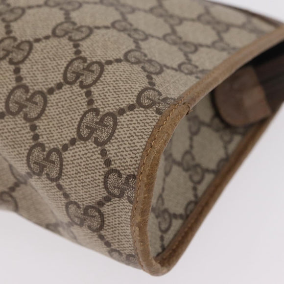 GUCCI GG Supreme Clutch Bag PVC Beige Gold Tone 97 01 037 Auth kk716