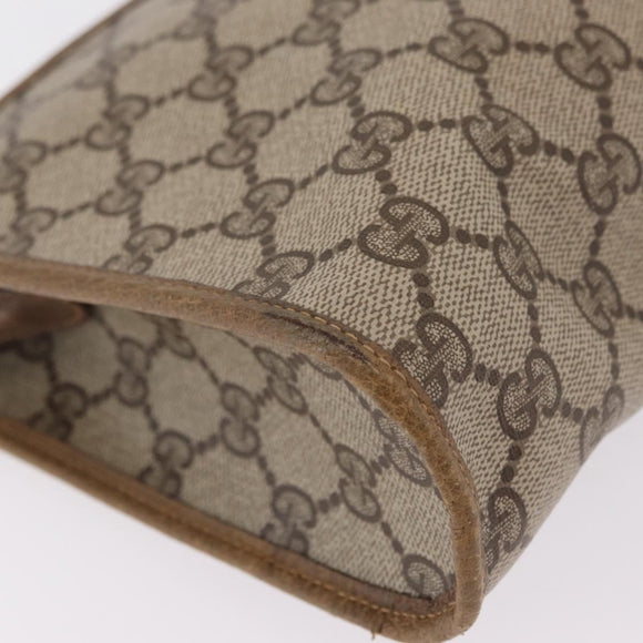 GUCCI GG Supreme Clutch Bag PVC Beige Gold Tone 97 01 037 Auth kk716