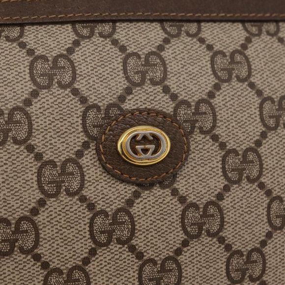 GUCCI GG Supreme Clutch Bag PVC Beige Gold Tone 97 01 037 Auth kk716
