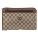GUCCI GG Supreme Clutch Bag PVC Beige Gold Tone 97 01 037 Auth kk716-13
