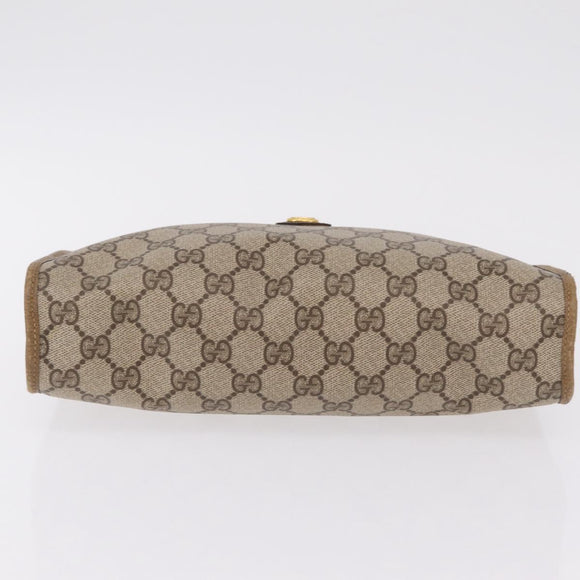 GUCCI GG Supreme Clutch Bag PVC Beige Gold Tone 97 01 037 Auth kk716