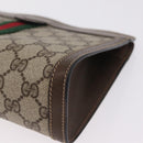 GUCCI GG Supreme Web Sherry Line Clutch Bag PVC Beige 89 01 001 Auth kk719-16
