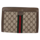 GUCCI GG Supreme Web Sherry Line Clutch Bag PVC Beige 89 01 001 Auth kk719-13