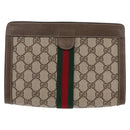 GUCCI GG Supreme Web Sherry Line Clutch Bag PVC Beige 89 01 001 Auth kk719-2