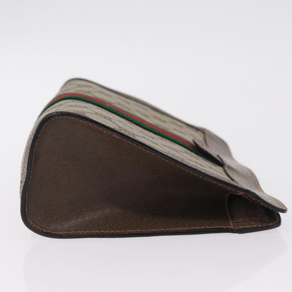 GUCCI GG Supreme Web Sherry Line Clutch Bag PVC Beige 89 01 001 Auth kk719