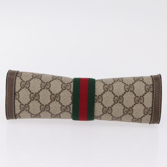 GUCCI GG Supreme Web Sherry Line Clutch Bag PVC Beige 89 01 001 Auth kk719