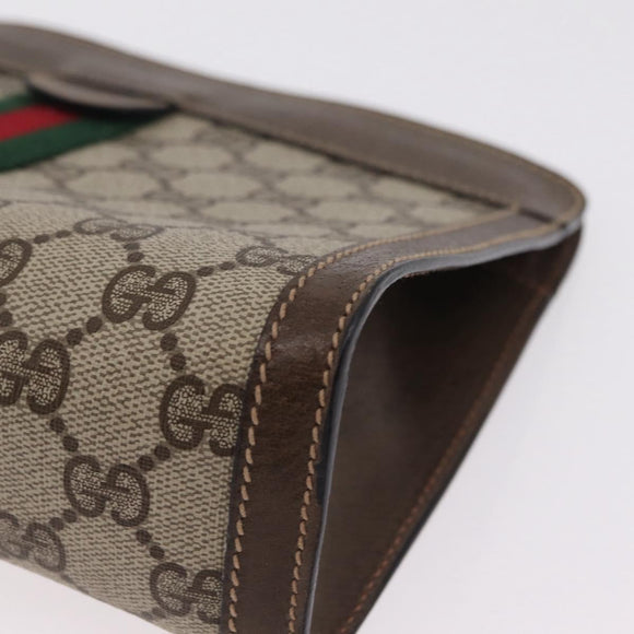 GUCCI GG Supreme Web Sherry Line Clutch Bag PVC Beige 89 01 001 Auth kk719