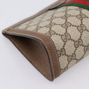 GUCCI GG Supreme Web Sherry Line Clutch Bag PVC Beige 89 01 001 Auth kk720-16