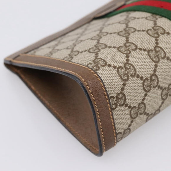 GUCCI GG Supreme Web Sherry Line Clutch Bag PVC Beige 89 01 001 Auth kk720