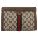 GUCCI GG Supreme Web Sherry Line Clutch Bag PVC Beige 89 01 001 Auth kk720-13