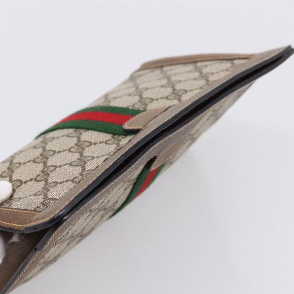 GUCCI GG Supreme Web Sherry Line Clutch Bag PVC Beige 89 01 001 Auth kk720