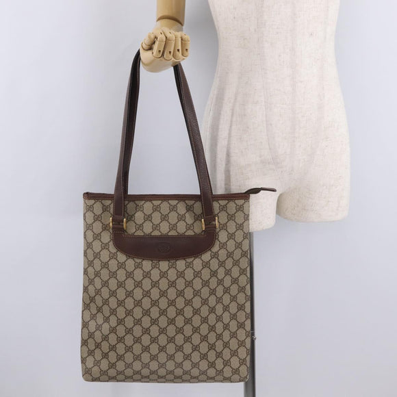 GUCCI GG Supreme Tote Bag PVC Beige Gold 002 39 6130 Auth kk725