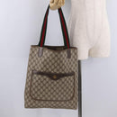 GUCCI GG Supreme Web Sherry Line Tote Bag PVC Beige Gold 39 02 003 Auth kk726-21