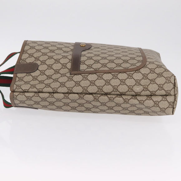 GUCCI GG Supreme Web Sherry Line Tote Bag PVC Beige Gold 39 02 003 Auth kk726