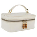 GUCCI Bamboo Vanity Hand Bag Patent Leather White Gold 032 1956 0151 Auth kk729-1