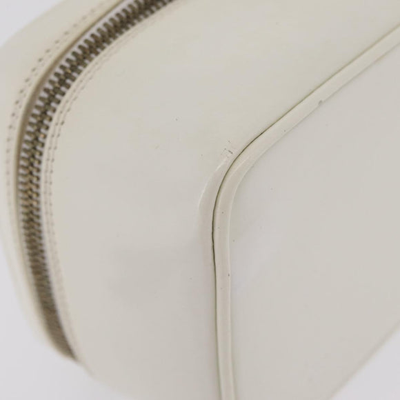 GUCCI Bamboo Vanity Hand Bag Patent Leather White Gold 032 1956 0151 Auth kk729