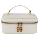 GUCCI Bamboo Vanity Hand Bag Patent Leather White Gold 032 1956 0151 Auth kk729-2