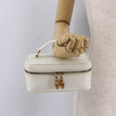 GUCCI Bamboo Vanity Hand Bag Patent Leather White Gold 032 1956 0151 Auth kk729-22