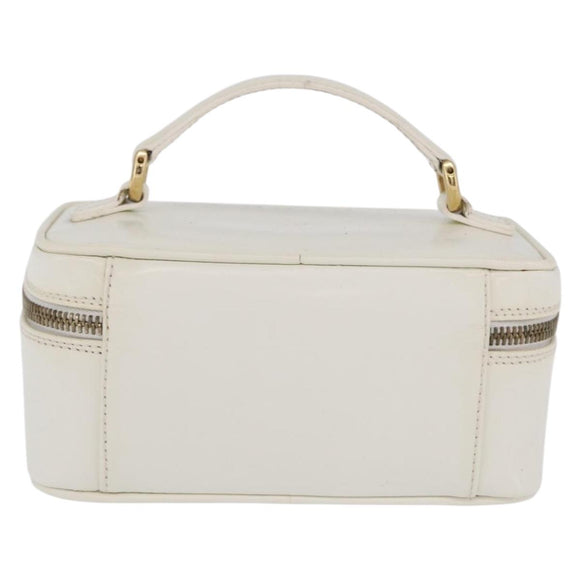 GUCCI Bamboo Vanity Hand Bag Patent Leather White Gold 032 1956 0151 Auth kk729