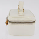 GUCCI Bamboo Vanity Hand Bag Patent Leather White Gold 032 1956 0151 Auth kk729-4