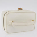 GUCCI Bamboo Vanity Hand Bag Patent Leather White Gold 032 1956 0151 Auth kk729-6