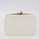 GUCCI Bamboo Vanity Hand Bag Patent Leather White Gold 032 1956 0151 Auth kk729-9