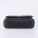 VERSACE Chain Shoulder Bag Leather Black Gold Auth kk734V-10