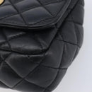 VERSACE Chain Shoulder Bag Leather Black Gold Auth kk734V-11