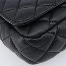 VERSACE Chain Shoulder Bag Leather Black Gold Auth kk734V-12