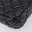 VERSACE Chain Shoulder Bag Leather Black Gold Auth kk734V-14
