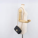 VERSACE Chain Shoulder Bag Leather Black Gold Auth kk734V-22