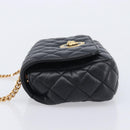 VERSACE Chain Shoulder Bag Leather Black Gold Auth kk734V-5