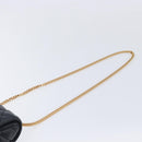VERSACE Chain Shoulder Bag Leather Black Gold Auth kk734V-8