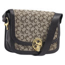CELINE C Sulky Shoulder Bag Canvas Beige Gold Auth kk742A-1