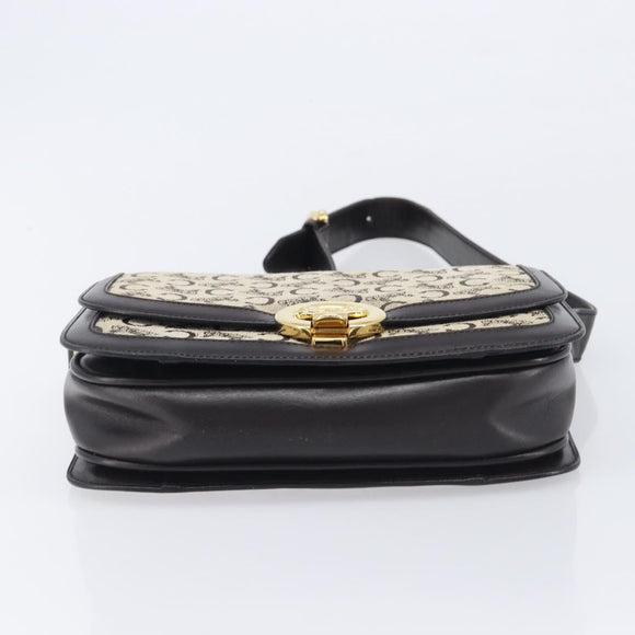 CELINE C Sulky Shoulder Bag Canvas Beige Gold Auth kk742A