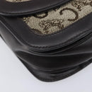 CELINE C Sulky Shoulder Bag Canvas Beige Gold Auth kk742A-12